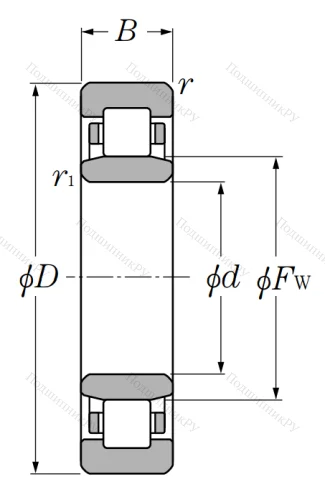 Роликовый цилиндрический подшипник NU 216 от производителя  NTN