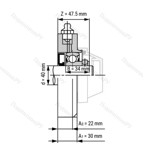 Подшипниковый узел WP-SSBF 208 - Вал: 40 мм от производителя  LPZ