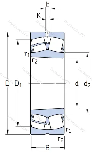 Сферический роликовый подшипник с конической посадкой на вал 22228 CCK/W 33 от производителя  SKF