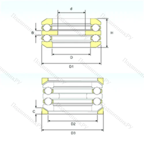 Подшипник шариковый упорный 54312 U 312 от производителя  ISB Подшипник шариковый упорный 54312 U 312 от производителя  ISB