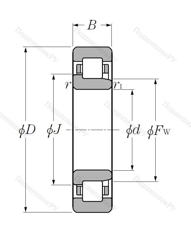 Роликовый цилиндрический подшипник NJ 214