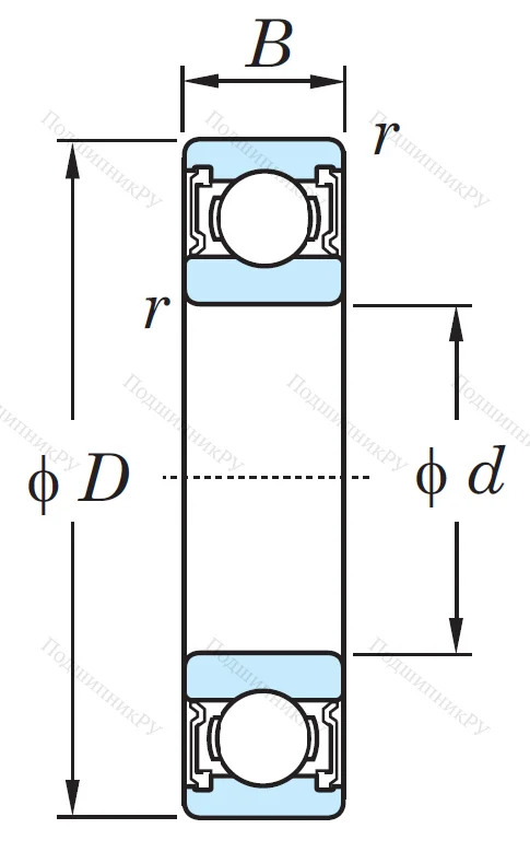 Однорядный шариковый подшипник 6305 2RS C 3 FG