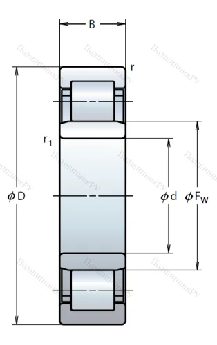 Роликовый цилиндрический подшипник NU 314 W от производителя  NSK
