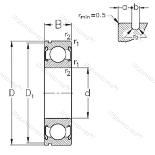 Подшипник шариковый радиальный 6206-2Z-N