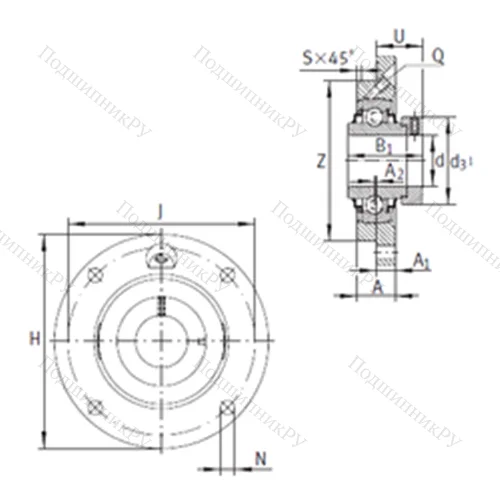 Подшипниковый узел шариковый радиальный RME 60-N