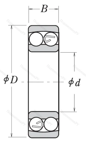 Двухрядный шариковый подшипник 2309 2RSTNG
