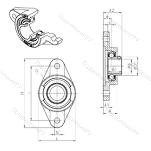 Подшипниковый узел шариковый радиальный USFL 212