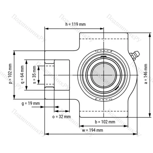 Подшипниковый узел UCT 313 - Вал: 65 мм от производителя  LPZ