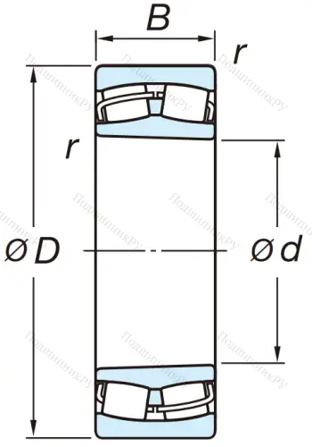 Сферический роликовый подшипник с конической посадкой на вал 22211 RZKW 33 от производителя  KOYO