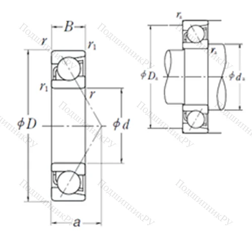 Подшипник шариковый радиально-упорный 7948B от производителя  NSK Подшипник шариковый радиально-упорный 7948B от производителя  NSK