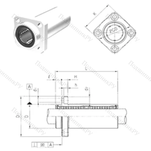 Подшипник шариковый линейный LMKP 25LUU