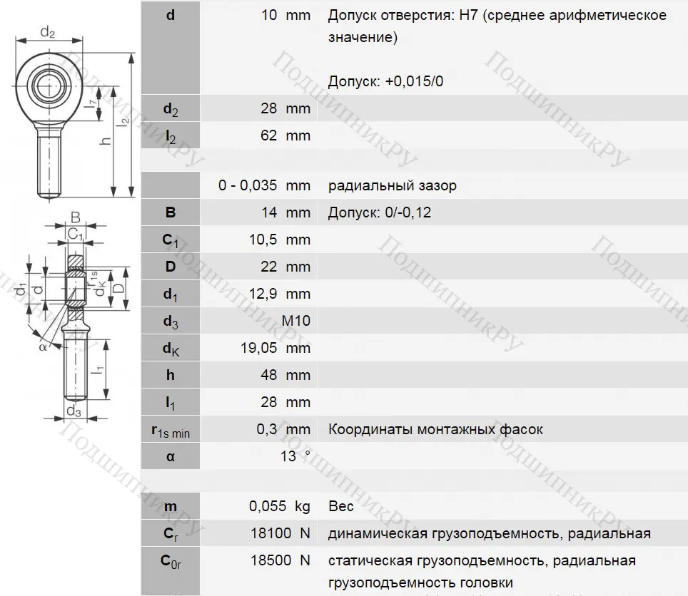 Шарнирная головка с наружной правой резьбой GAKR 10 PW A в Липецке