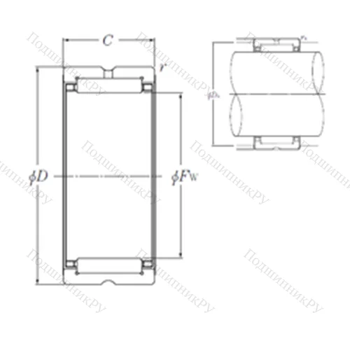 Подшипник игольчатый радиальный NK 22/16R