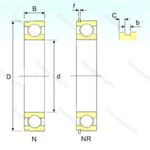 Подшипник шариковый радиальный 6022 NR от производителя  ISB