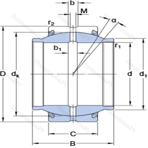 Радиальные сферические подшипники скольжения с контактными поверхностями сталь/сталь, требующие техобслуживания GEZM 600 ES-2RS