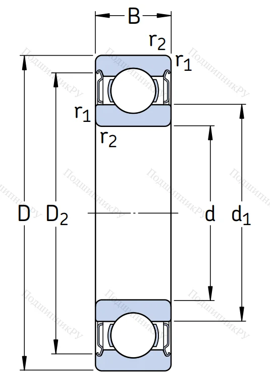 Однорядный шариковый подшипник 6304 2Z