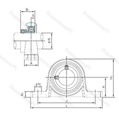 Подшипниковый узел шариковый радиальный MUP 005