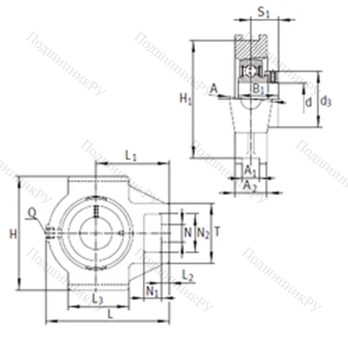 Подшипниковый узел шариковый радиальный PTUE 50