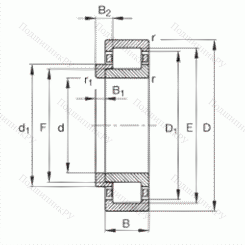 Подшипник роликовый радиальный NJ 308-E-TVP 2 + HJ 308-E от производителя  FAG Подшипник роликовый радиальный NJ 308-E-TVP 2 + HJ 308-E от производителя  FAG