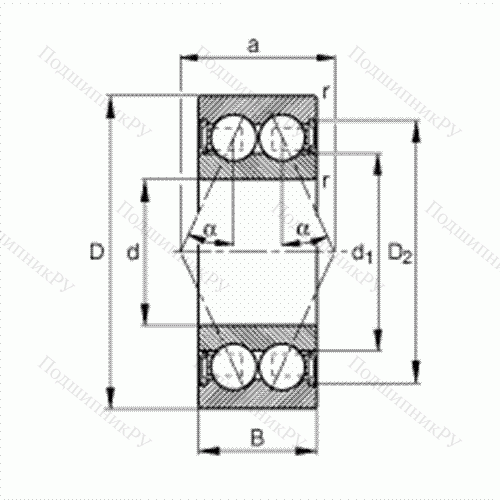 Подшипник шариковый радиально-упорный 3312-B-2RSR-TVH от производителя  FAG Подшипник шариковый радиально-упорный 3312-B-2RSR-TVH от производителя  FAG
