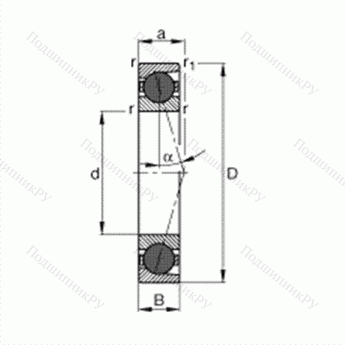Подшипник шпиндельный HCB 71911-C-T-P 4S от производителя  FAG Подшипник шпиндельный HCB 71911-C-T-P 4S от производителя  FAG