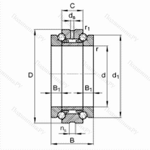 Подшипник шариковый упорно-радиальный 234411-M-SP от производителя  FAG Подшипник шариковый упорно-радиальный 234411-M-SP от производителя  FAG