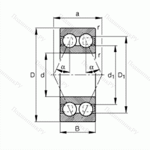 Подшипник шариковый радиально-упорный 3302-BD-TVH от производителя  FAG Подшипник шариковый радиально-упорный 3302-BD-TVH от производителя  FAG