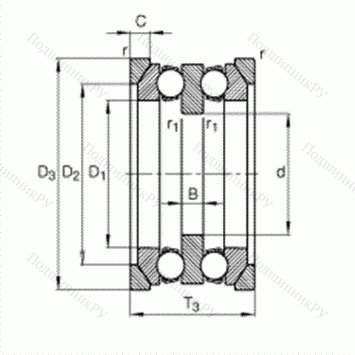 Подшипник шариковый упорный 54312 + U 312 от производителя  FAG Подшипник шариковый упорный 54312 + U 312 от производителя  FAG