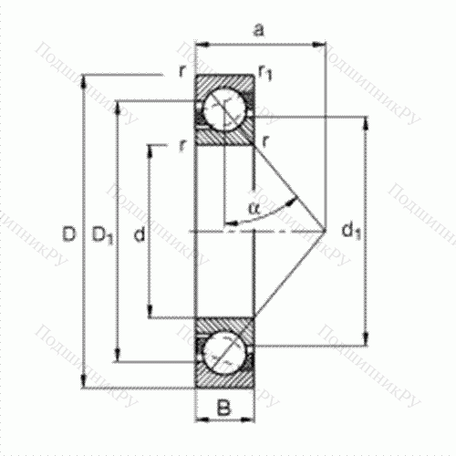 Подшипник шариковый радиально-упорный 7315-B-JP от производителя  FAG Подшипник шариковый радиально-упорный 7315-B-JP от производителя  FAG